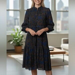 Paper Parachute Maxi Dress Button Up Chiffon Tiered Size XS Modest New